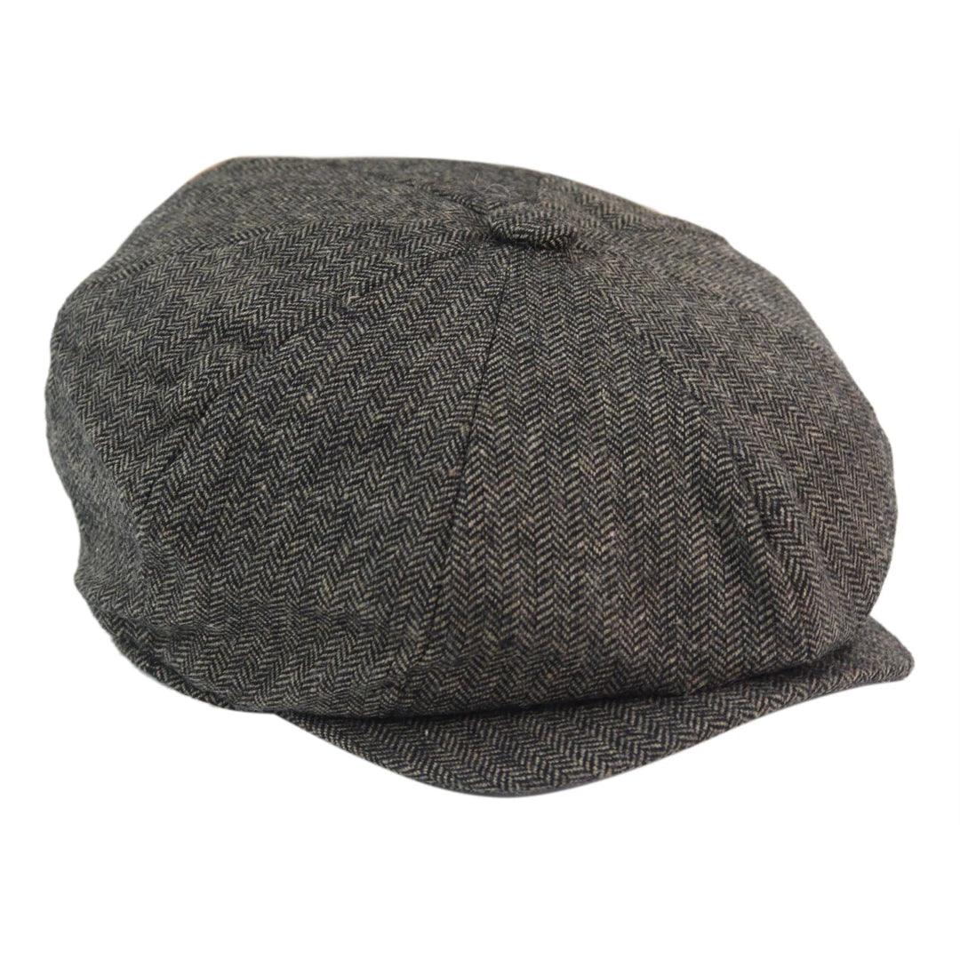 Mens 8 Panel Hat Wool Baker Boy Newsboy Flat Cap Grandad Tweed Check 1920s Peaky - Knighthood Store