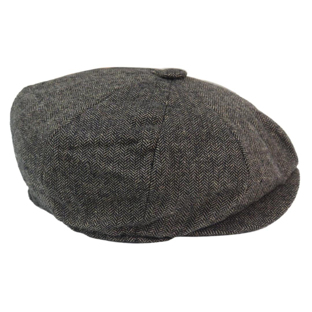 Mens 8 Panel Hat Wool Baker Boy Newsboy Flat Cap Grandad Tweed Check 1920s Peaky - Knighthood Store