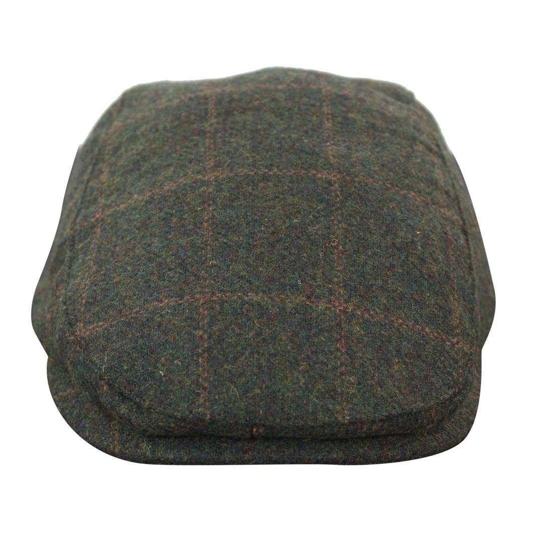 Mens Herringbone Tweed Wool Check Grandad Flat Caps Hats Vintage Green Grey Blue Brown - Knighthood Store