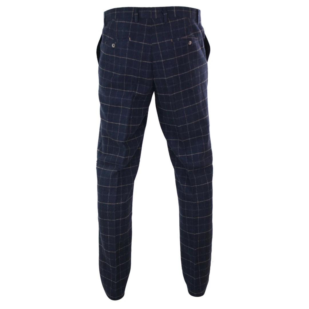 Mens Herringbone Tweed Check Blinders Trousers Wool Vintage Classic Retro - Knighthood Store