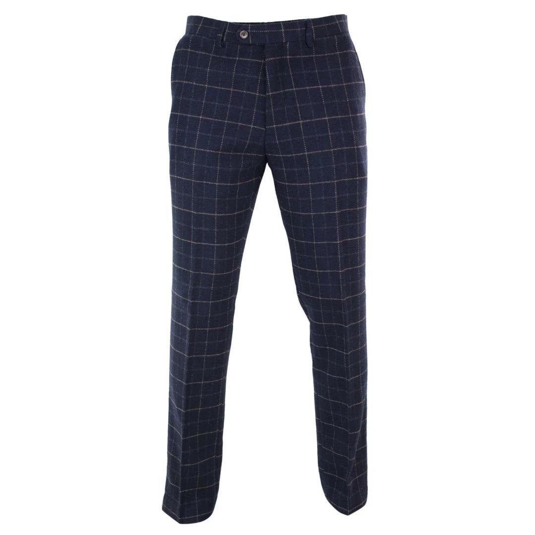 Mens Herringbone Tweed Check Blinders Trousers Wool Vintage Classic Retro - Knighthood Store