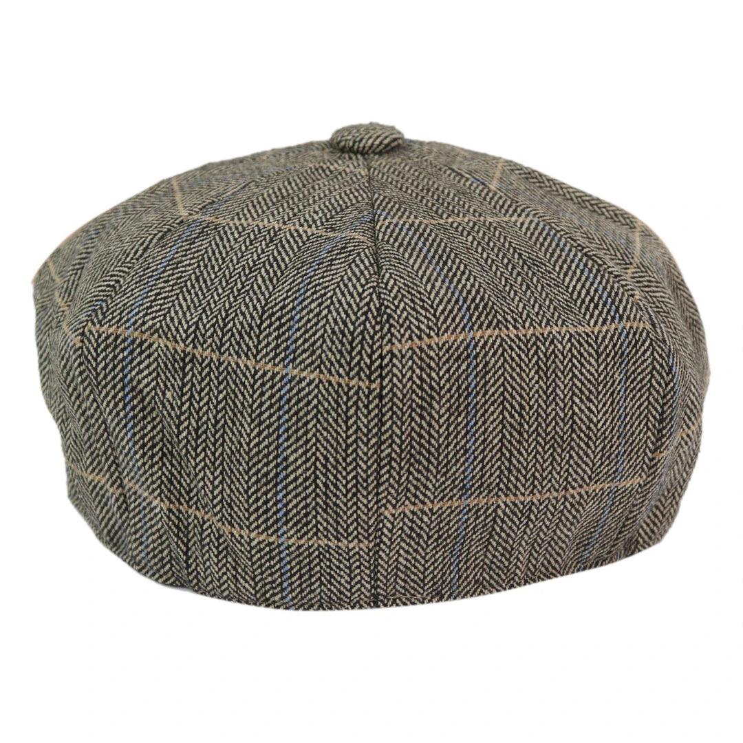 Mens 8 Panel Hat Wool Baker Boy Newsboy Flat Cap Grandad Tweed Check 1920s Peaky - Knighthood Store