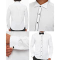 Mens Wing Collar Shirt Tuxedo White Black Piping Double Cuff Dinner Classic - Knighthood Store