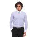 Mens Stripe Button Down Poplin Shirt With Bar & Chain Smart Formal Classic - Knighthood Store