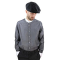 Mens Peaky Blinders Polka Shirt Removable Collar Penny Button Nehru Collarless - Knighthood Store