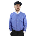 Mens Peaky Blinders Polka Shirt Removable Collar Penny Button Nehru Collarless - Knighthood Store