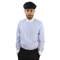 Mens Peaky Blinders Polka Shirt Removable Collar Penny Button Nehru Collarless - Knighthood Store