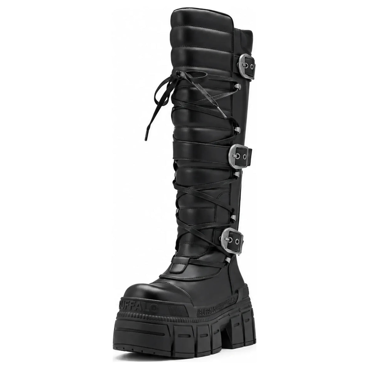 Women's GOSPHER BIKER HI - Women’s Black Platform Knee-High Boots