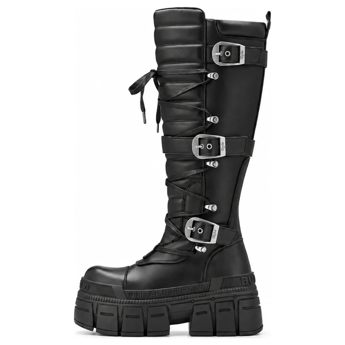 Women's GOSPHER BIKER HI - Women’s Black Platform Knee-High Boots