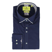 Mens Navy Button Down Shirt Floral Print Winchester Smart Casual Tailored Fit - Knighthood Store