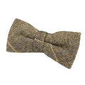 Mens Womens Boys Herringbone Tweed Bow Tie Check Tan Brown Grey Wool - Knighthood Store