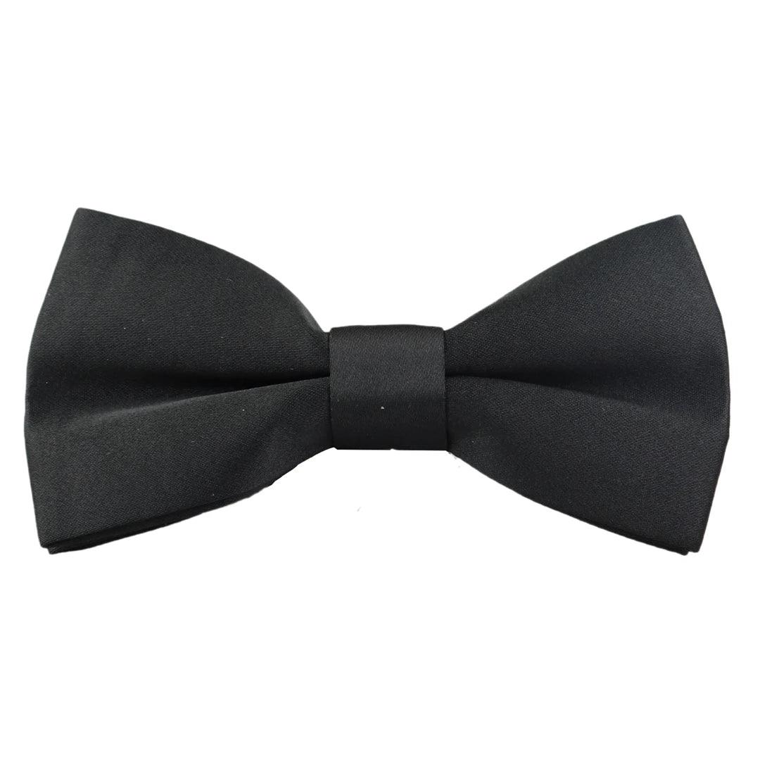 Bow Tie Black Satin Clip On Mens Boys Unisex Tuxedo Shirt Classic Bowtie - Knighthood Store