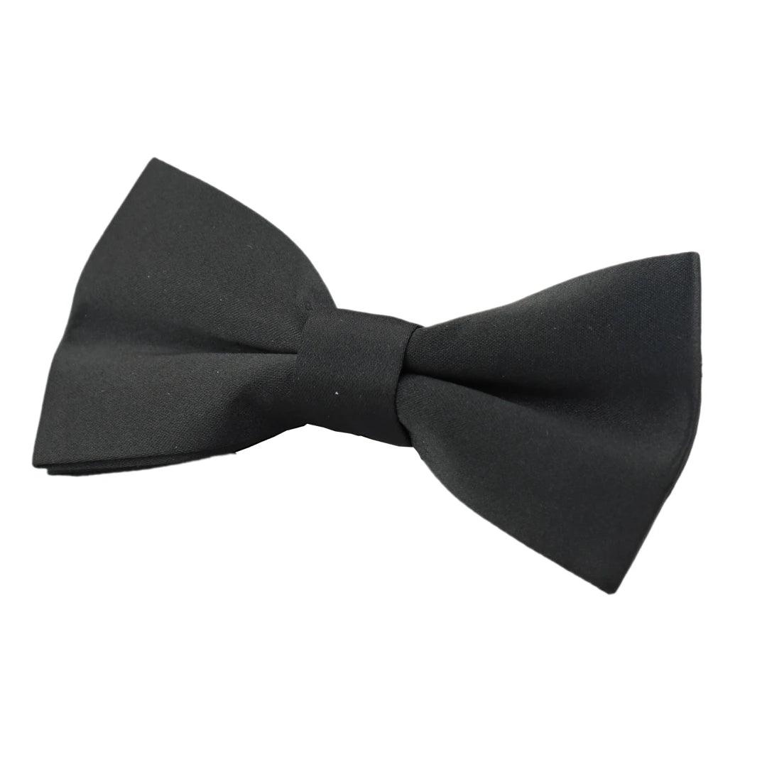 Bow Tie Black Satin Clip On Mens Boys Unisex Tuxedo Shirt Classic Bowtie - Knighthood Store