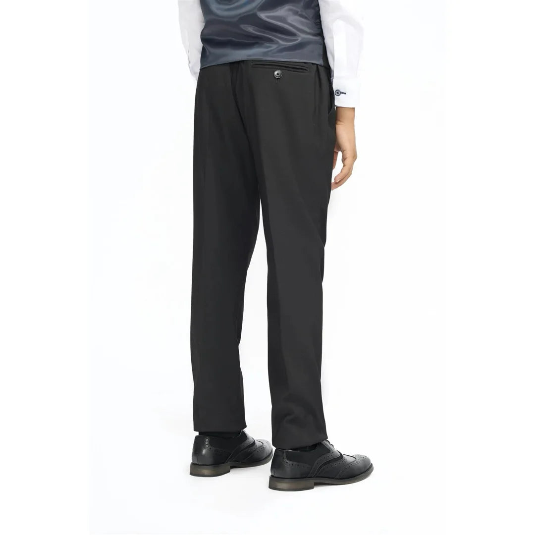 Boys Suit Black 3 Piece Tailored Fit Classic Formal Outfit