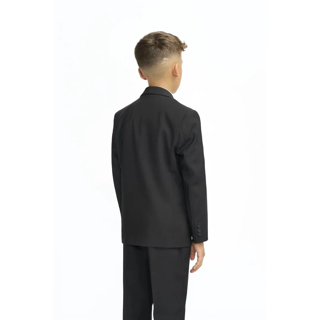 Boys Suit Black 3 Piece Tailored Fit Classic Formal Outfit