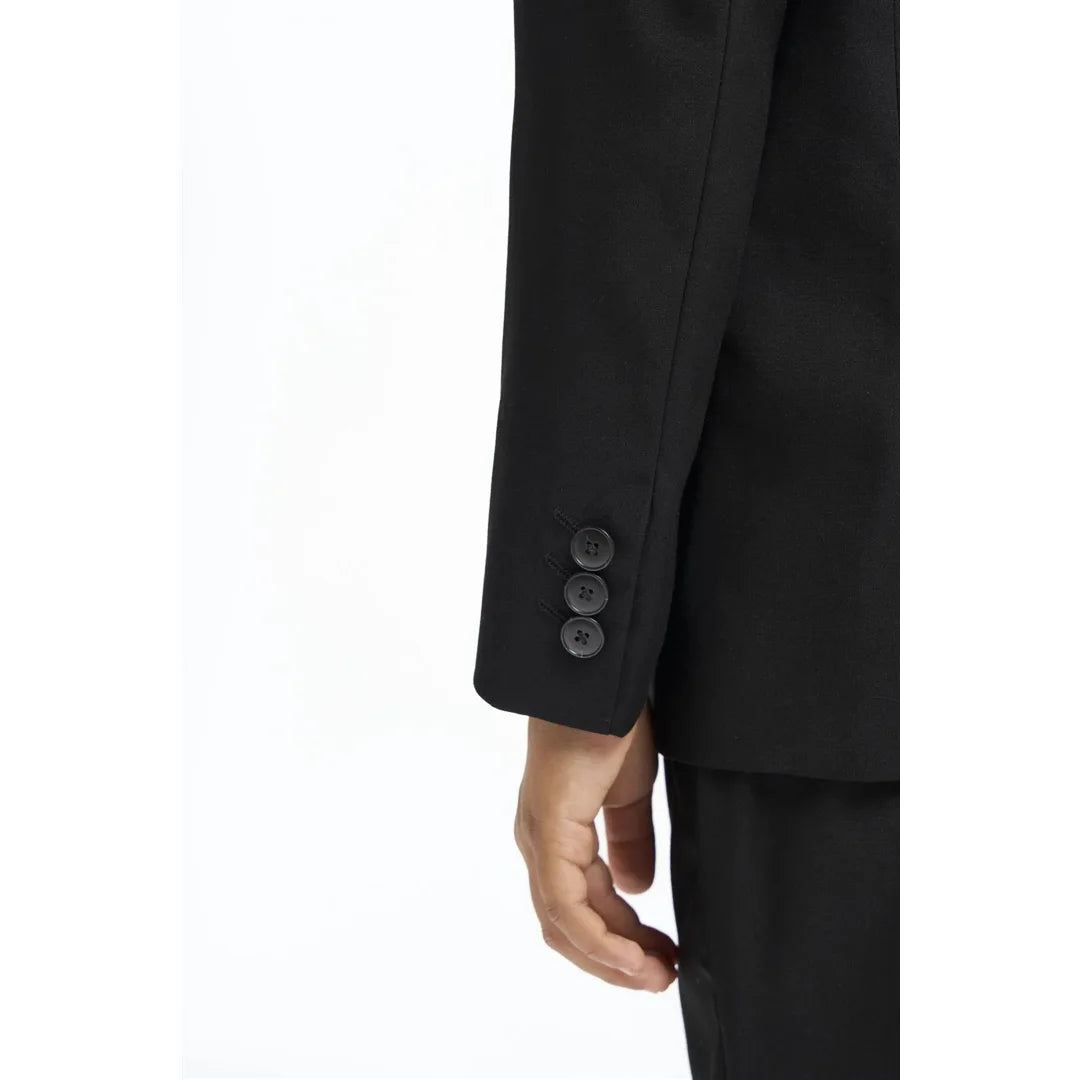 Boys Suit Black 3 Piece Tailored Fit Classic Formal Outfit