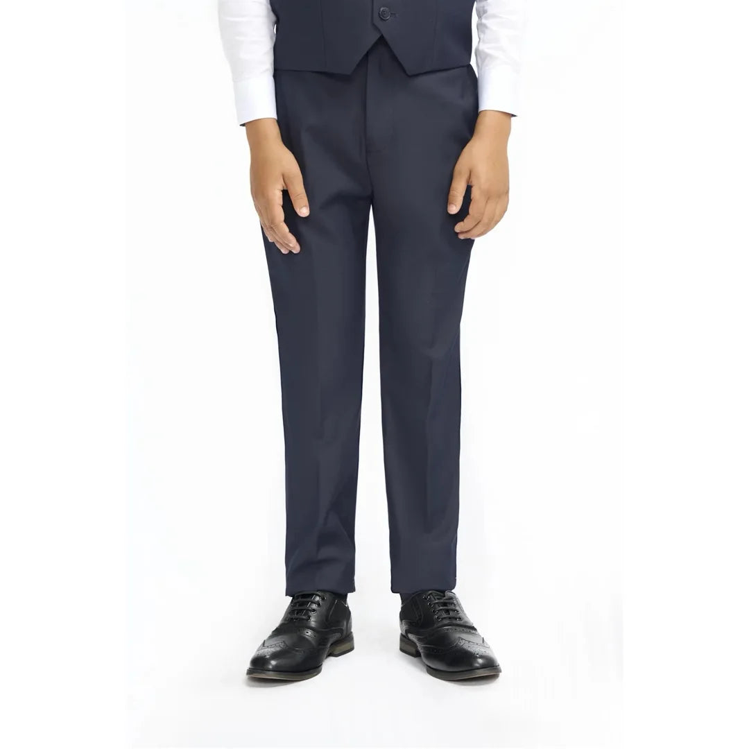 Boys Suit Navy 3 Piece Tailored Fit Classic Formal Outfit