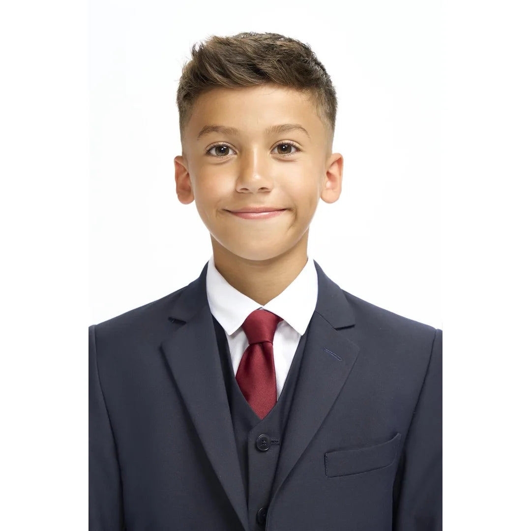 Boys Suit Navy 3 Piece Tailored Fit Classic Formal Outfit