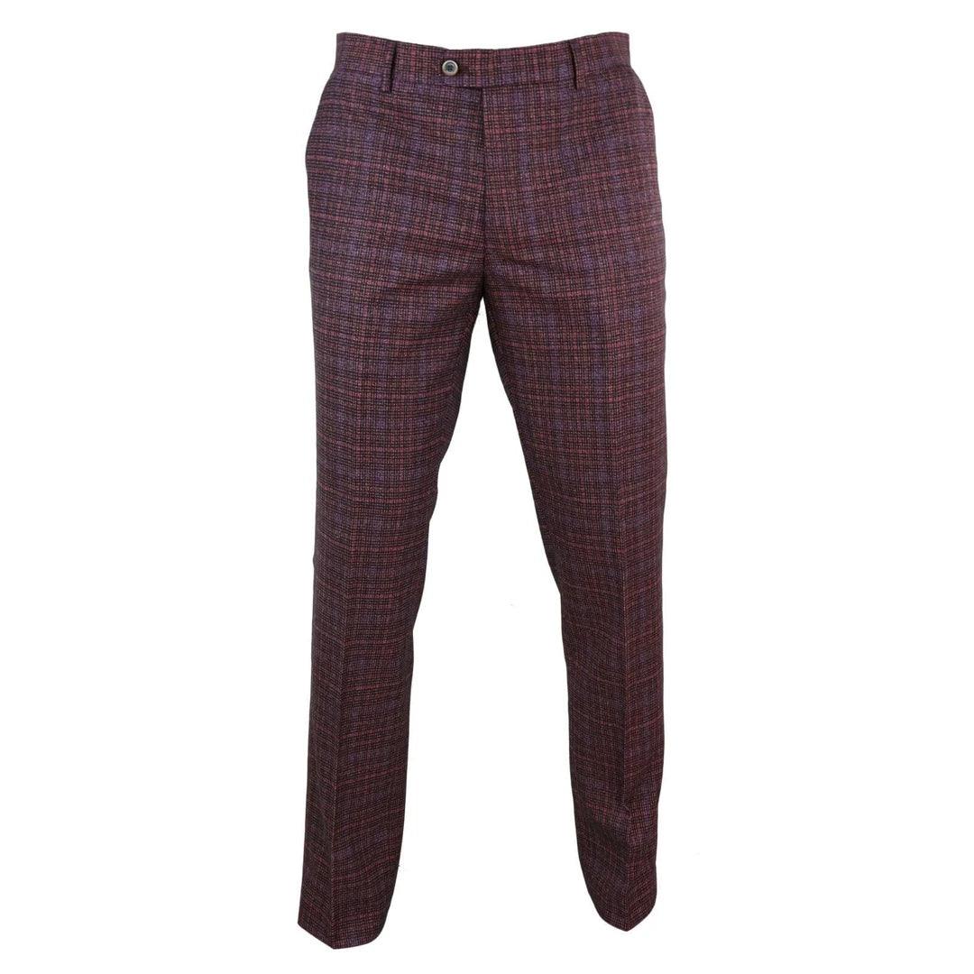 Mens Tweed Wool Check Vintage 1920s Classic Tailored Fit Trousers Regular Length - Knighthood Store