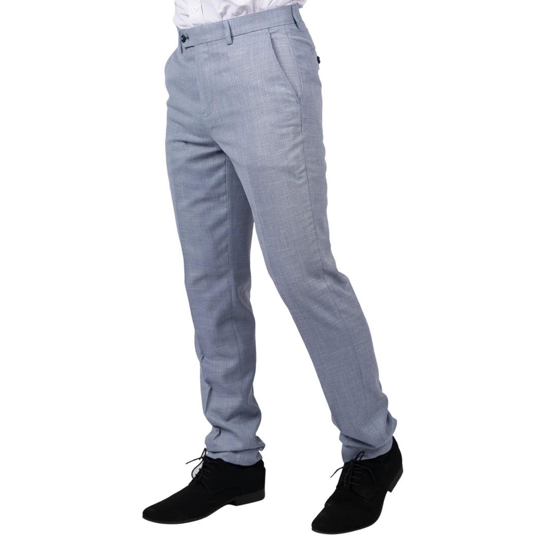 Mens Trousers Light Blue Summer Linen Tailored Fit Wedding Prom Classic - Knighthood Store