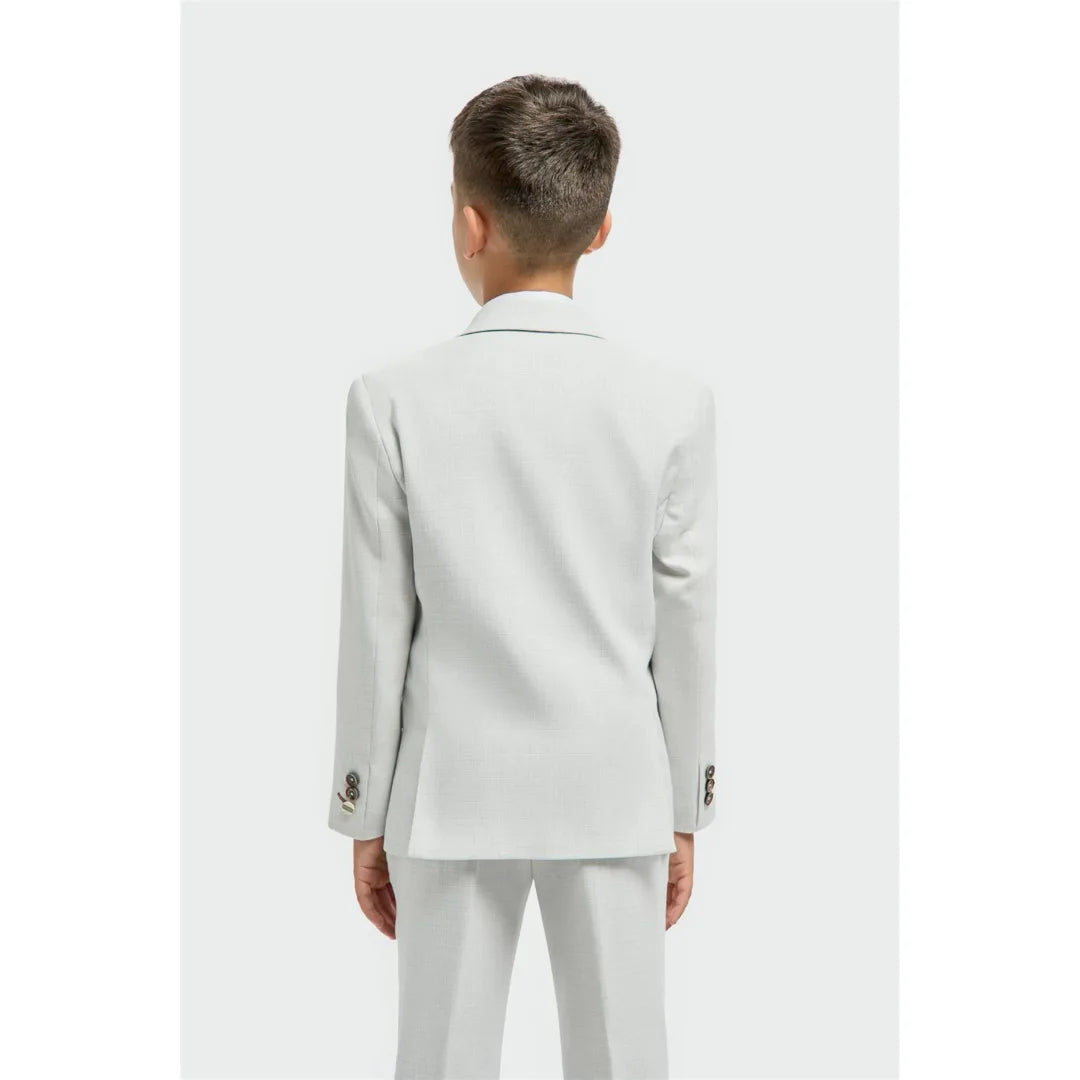 Boys Suit 3 Piece Grey Tailored Fit Wedding Formal Outfit