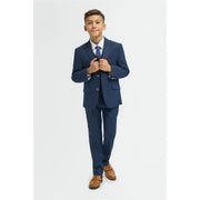 Boys Suit 3 Piece Navy Tailored Fit Wedding Formal Outfit