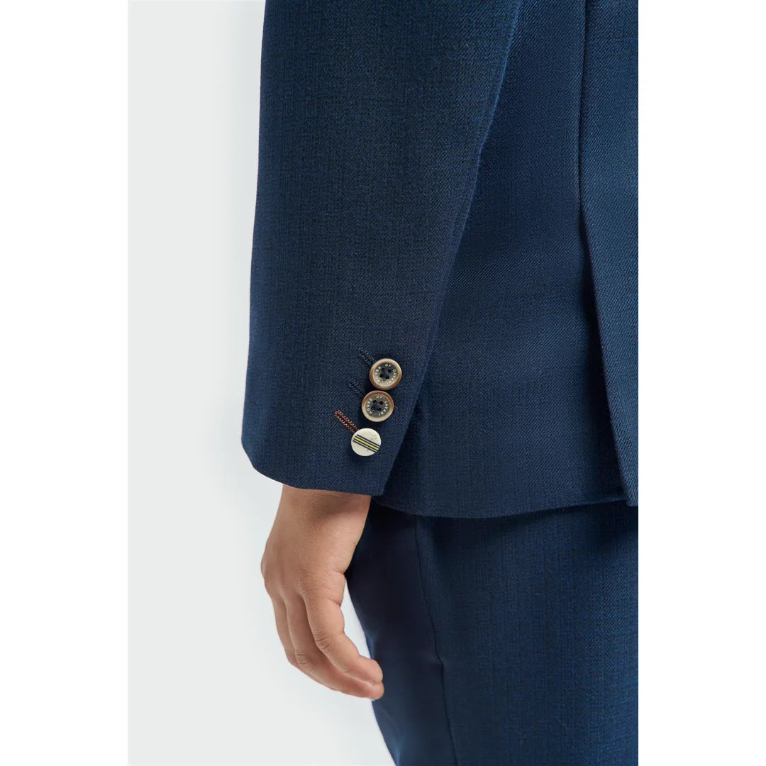 Boys Suit 3 Piece Navy Tailored Fit Wedding Formal Outfit