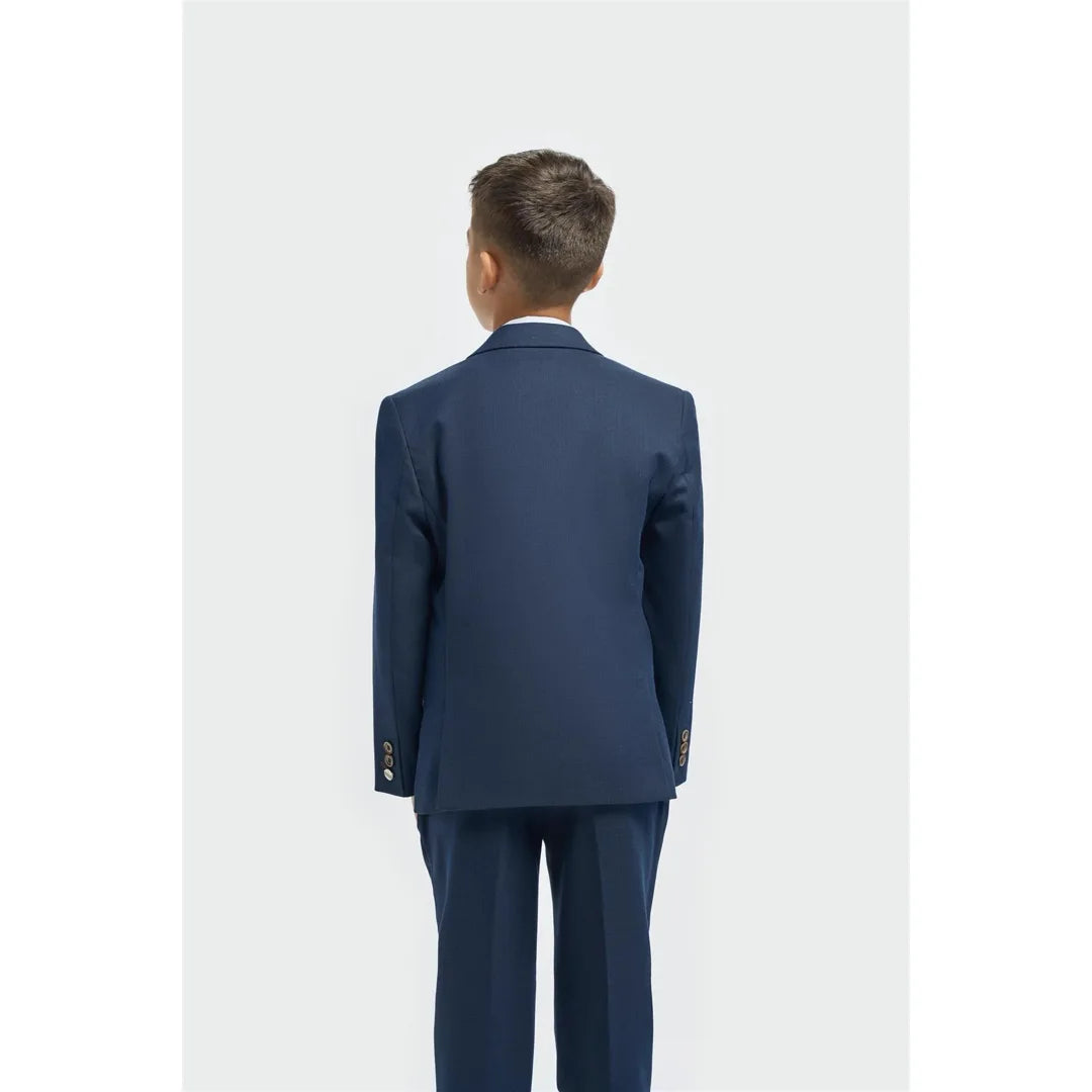 Boys Suit 3 Piece Navy Tailored Fit Wedding Formal Outfit