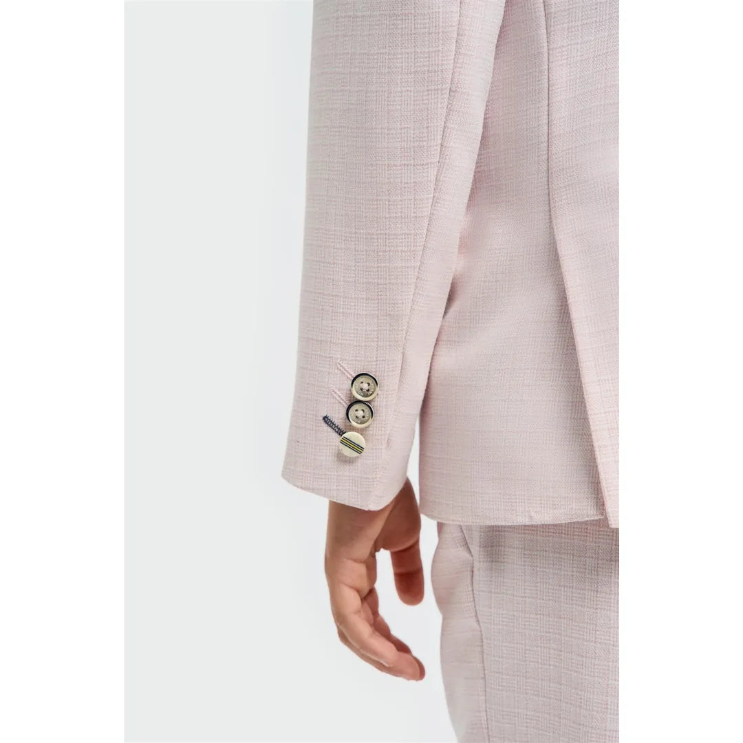 Boys Suit 3 Piece Pink Tailored Fit Wedding Formal Outfit