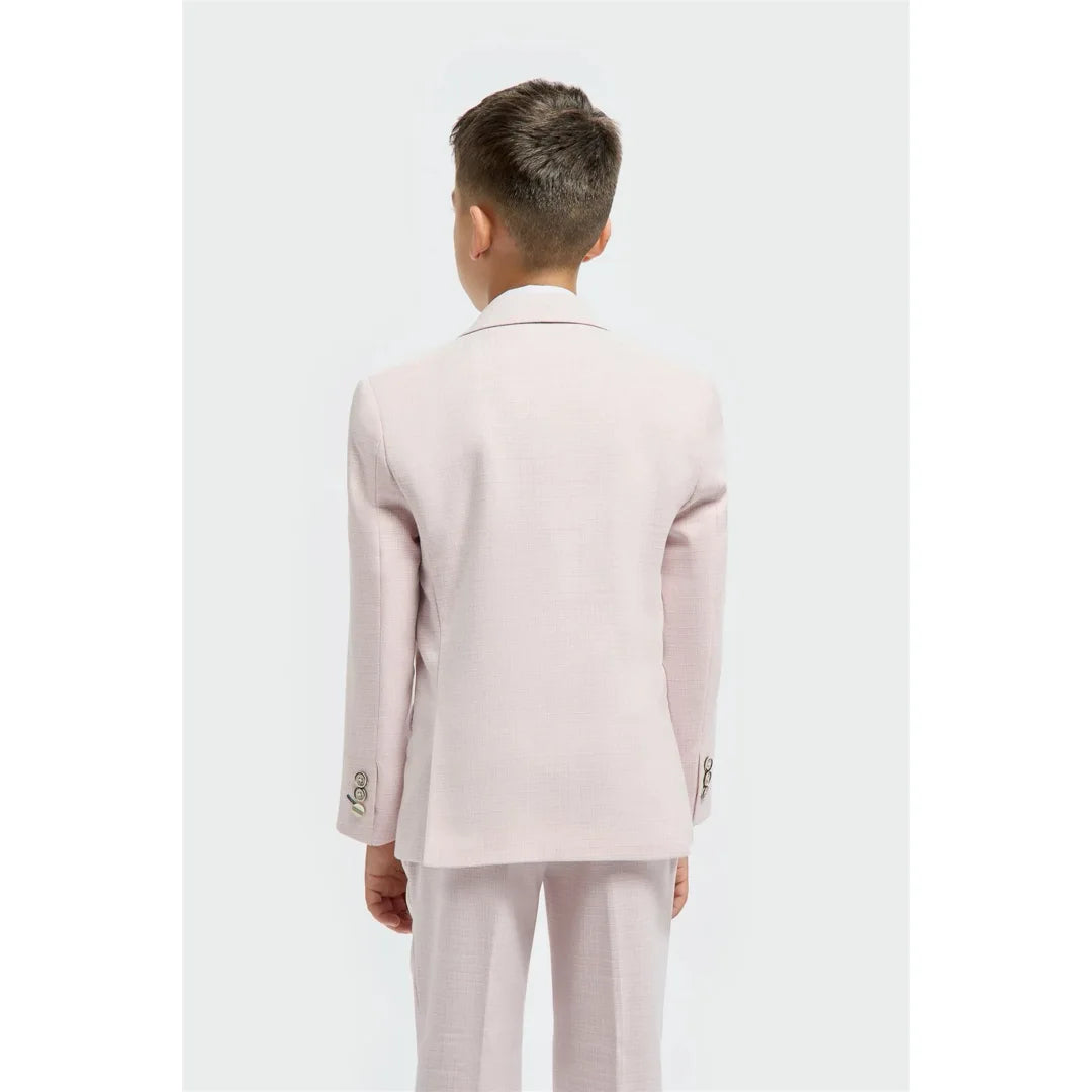 Boys Suit 3 Piece Pink Tailored Fit Wedding Formal Outfit