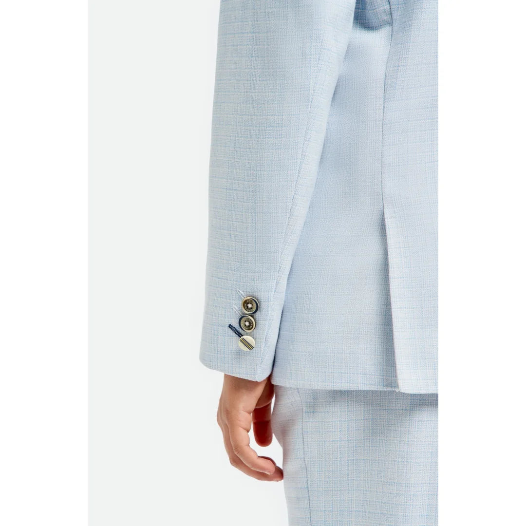 Boys Suit 3 Piece Sky Blue Tailored Fit Wedding Formal Outfit