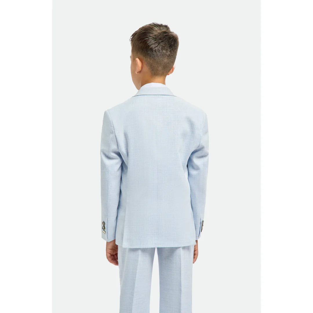 Boys Suit 3 Piece Sky Blue Tailored Fit Wedding Formal Outfit