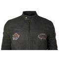 Mens Vintage Brown Leather Racer Badge Biker Jacket Washed Distressed Slim Fit - Knighthood Store