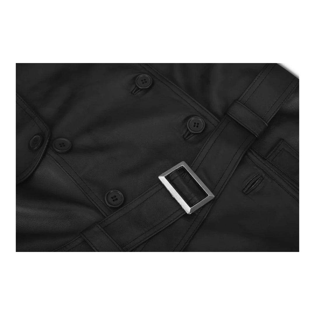 Women's Black Superior Leather Biker Jacket Coat Vintage Retro Design - Knighthood Store