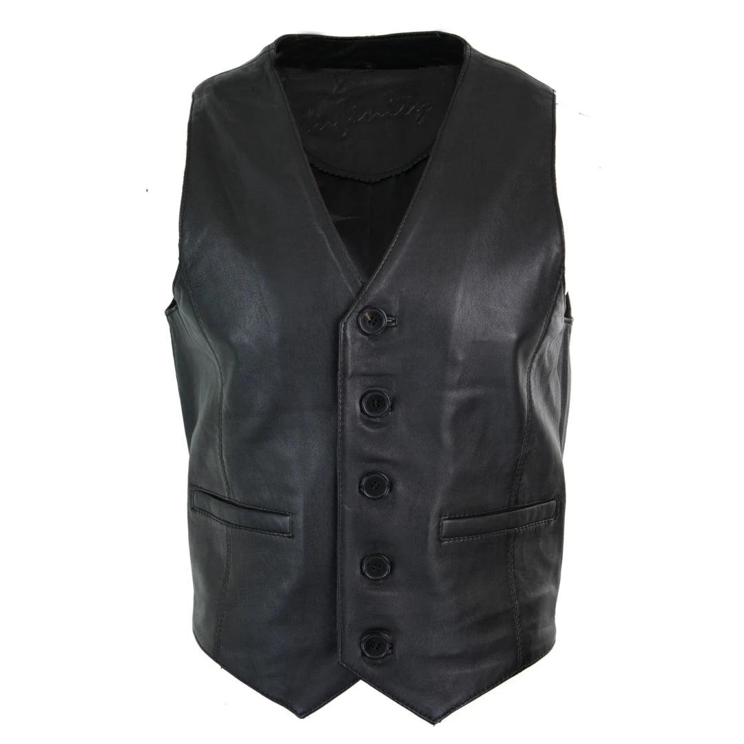 Mens Real Leather Gilet Waistcoat Classic Vintage Retro Black Camel - Knighthood Store