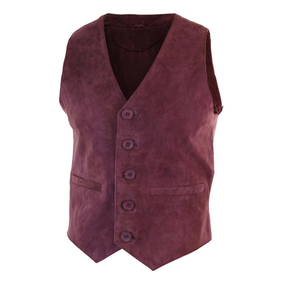 Mens Waistcoat Gilet Real Genuine Suede Leather Retro Vintage Western Vest - Knighthood Store