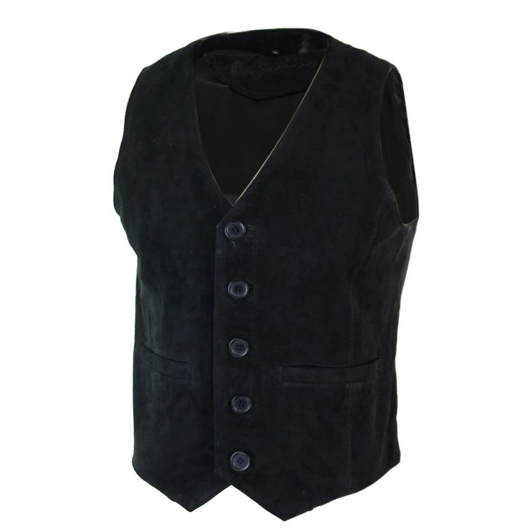 Mens Waistcoat Gilet Real Genuine Suede Leather Retro Vintage Western Vest - Knighthood Store