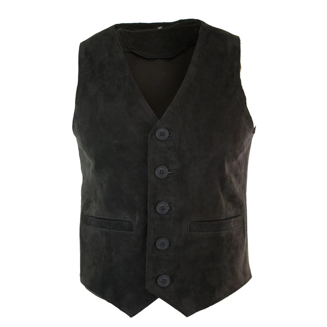 Mens Waistcoat Gilet Real Genuine Suede Leather Retro Vintage Western Vest - Knighthood Store