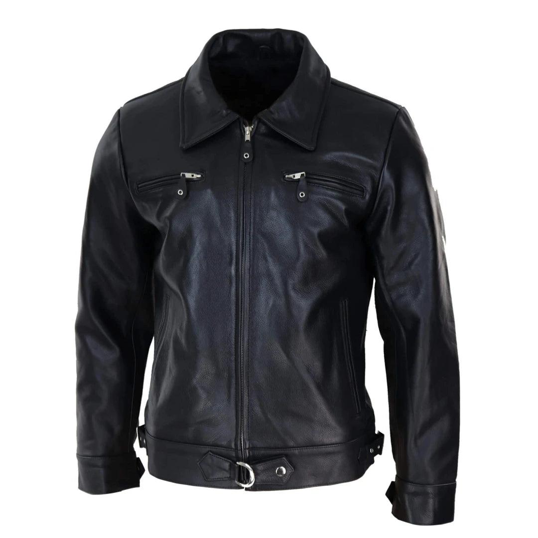 Mens Vintage Black Brown Zip Box Jacket Classic Vintage Car Coat Retro - Knighthood Store