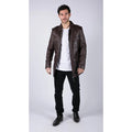 Mens Real Leather Safari Parka Coat Black Brown Tailored Fit Casual Jacket - Knighthood Store