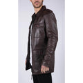 Mens Real Leather Safari Parka Coat Black Brown Tailored Fit Casual Jacket - Knighthood Store