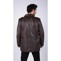 Mens Real Leather Safari Parka Coat Black Brown Tailored Fit Casual Jacket - Knighthood Store