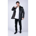 Mens Real Leather Safari Parka Coat Black Brown Tailored Fit Casual Jacket - Knighthood Store