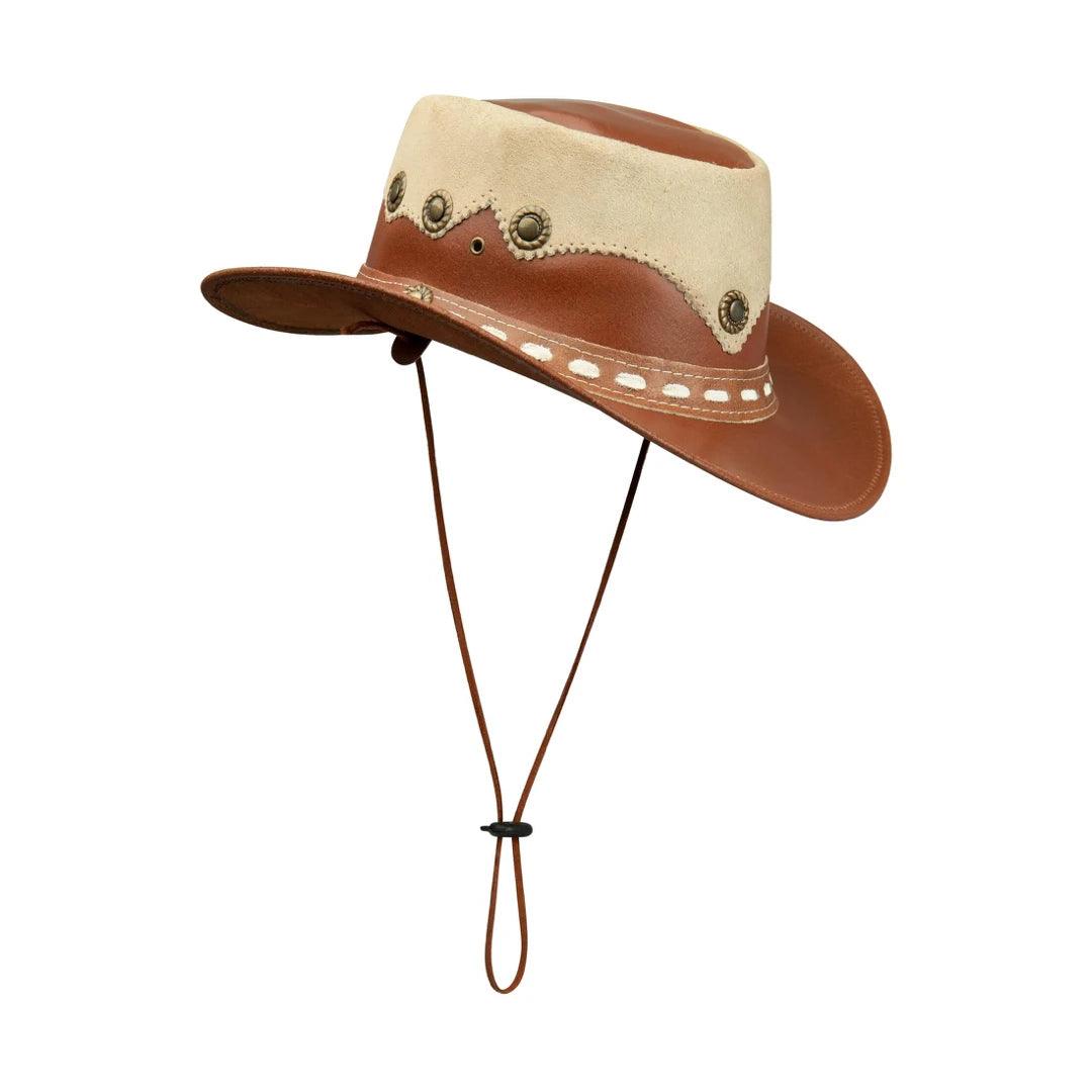 Leather Suede HAT Aussie Bush Cowboy Riding Classic Western Outback Brown - Knighthood Store