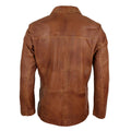 Mens Regular Fit Classic Real Leather 2 Button Tan Brown Blazer Jacket Vintage - Knighthood Store