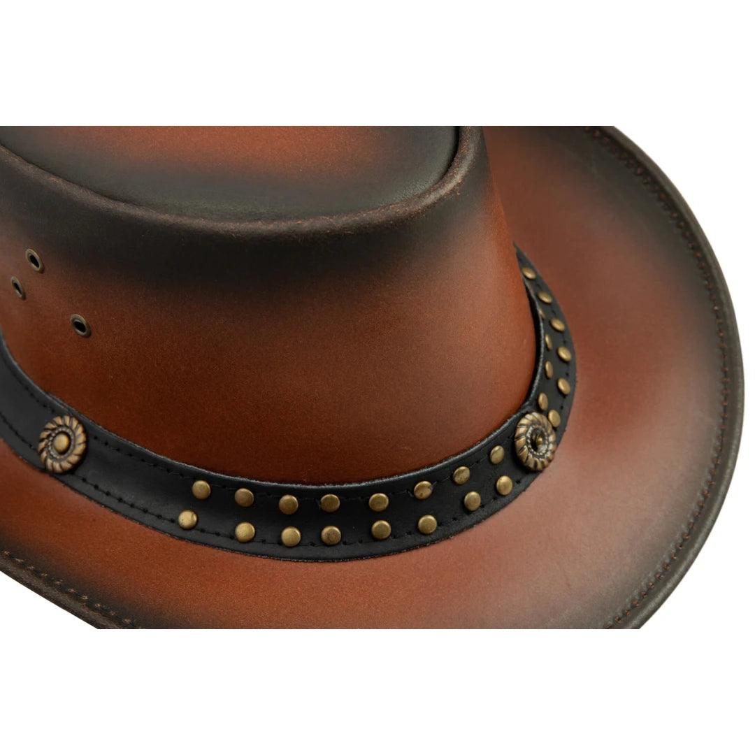 Australian Unisex Western Cowboy Outback Real Leather Aussie Bush Hat Vintage - Knighthood Store