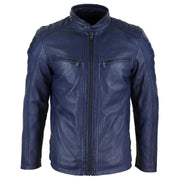 Mens Real Leather Jacket Tailored Fit Biker Zipped Smart Casual Retro Vintage - Knighthood Store