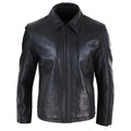 Mens Real Leather Jacket Black Tan Zipped Driving Classic Smart Casual Soft Napa - Knighthood Store