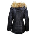 Ladies Real Leather Black Trench Mid Length Hood Raccoon Fur Winter Retro Jacket - Knighthood Store