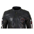 Mens Black Navy Brown Real Leather Racing Jacket Stripe Sleeves Moto Biker - Knighthood Store